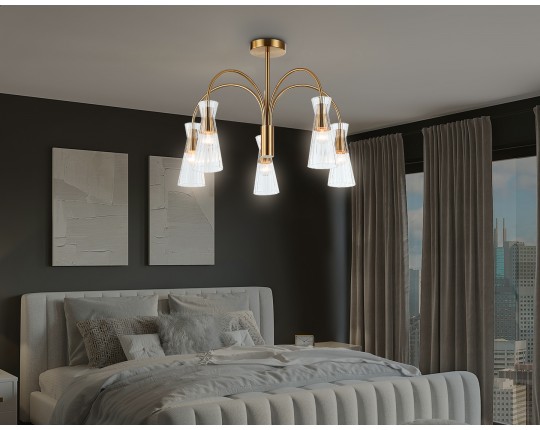  Люстра на штанге LH55701/5 BS/CL латунь/прозрачный E14*5 max 40W D600*440