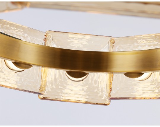  Подвесная светодиодная люстра LH31021 BS/TI латунь/янтарь 56W 3000K D570*150