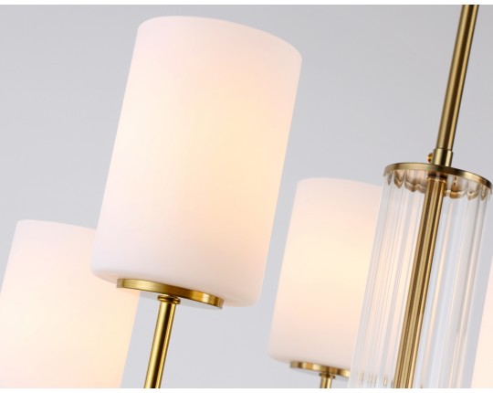  Люстра со стеклянными плафонами на штанге LH56215/6 BS/FR латунь/белый матовый E27/6 max 60W D600*600