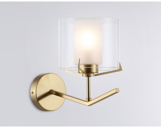  Настенный светильник со стеклянным плафоном LH57010 BS/FR латунь/белый матовый E14 max 40W 280*150*220