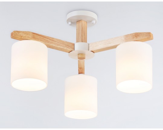  Подвесная люстра TR83112/3 WH/LW белый/светлое дерево E27/3 max 40W D580*320