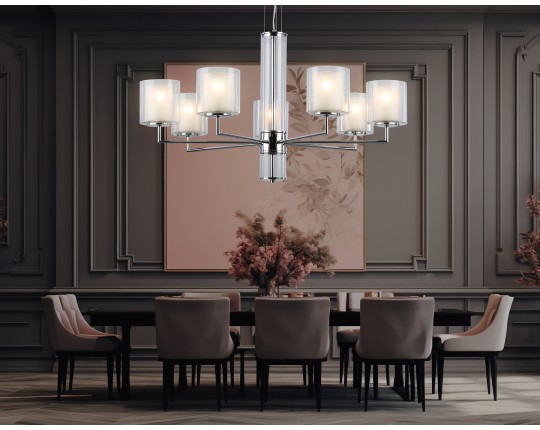  Подвесная люстра LH56003/7 СH/FR хром/белый матовый E14*7 max 40W D790*1260