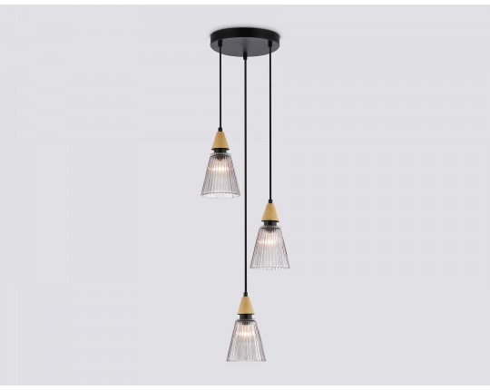  Подвесной светильник LH58112/3 BK/LW/SM черный/светлое дерево/дымчатый E14*3 max 40W D270*1200
