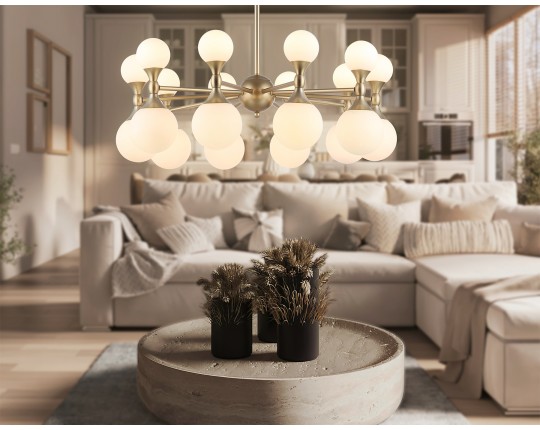  Подвесная люстра LH51051/20 GD/FR золото/белый матовый G9*20 max 28W D750*460