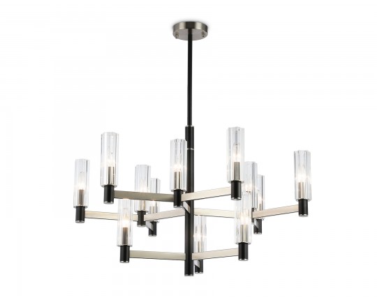  Люстра на штанге LH55505/12 SN/BK/CL сатин никель/черный/прозрачный E14*12 max 40W D860*905