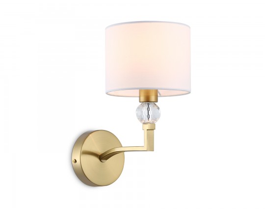  Настенный светильник с абажуром и хрусталем LH71135 BS/WH латунь/белый E14 max 40W 220*140*250