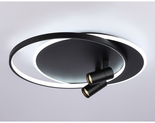  Настенно-потолочный светодиодный светильник с пультом FL51393/1+2 BK черный 3000K-6400K 65W 560*480*120 (ПДУ РАДИО 2.4G)