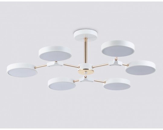 Люстра светодиодная на штанге FL516333/6 WH/FGD белый/золото 108W 3000-6000K D780*210 (без ПДУ)