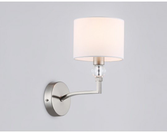  Настенный светильник с абажуром и хрусталем LH71125 SN/WH никель/белый E14 max 40W 220*140*250