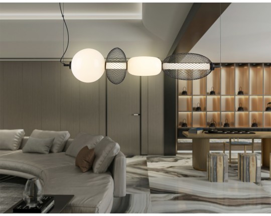  Подвесной светодиодный светильник LH11010 BK/FR черный/белый матовый 32W 3000K 915*220*220