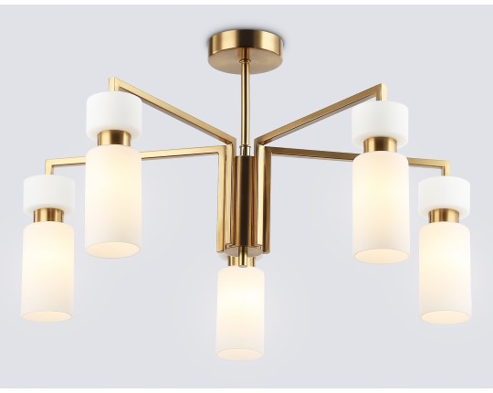  Люстра на штанге LH56124/5 BS/FR латунь/белый матовый E14*5 max 40W D605*350