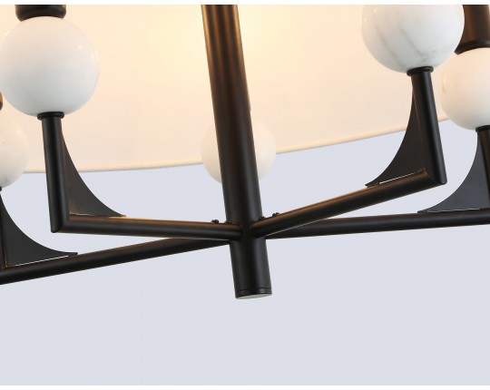  Люстра на штанге с абажуром LH75150/5 BK/FR черный/белый матовый E14*5 max 40W D580*590