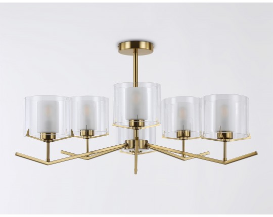  Люстра со стеклянными плафонами на штанге LH57008/6 BS/FR латунь/белый матовый E14/6 max 40W D850*420