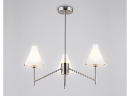  Люстра со стеклянными плафонами на штанге LH57121/3 SN/FR никель/белый матовый E14/3 max 40W D650*590