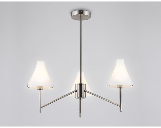  Люстра со стеклянными плафонами на штанге LH57121/3 SN/FR никель/белый матовый E14/3 max 40W D650*590