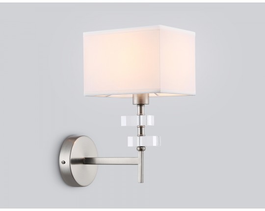  Настенный светильник с абажуром LH71325 SN/WH никель/белый E14 max 40W 240*130*300