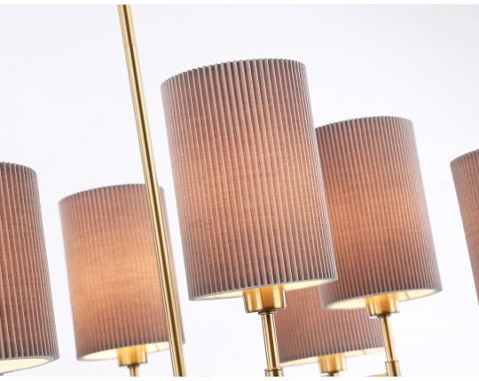  Люстра на штанге с абажурами LH72383/8 BS/GR латунь/серый E14*8 max 40W D810*705