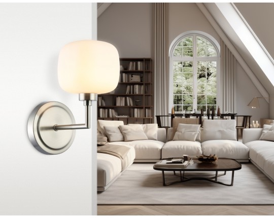  Настенный светильник LH53007 SN/FR сатин никель/белый матовый G9 max 40W 195*120*230