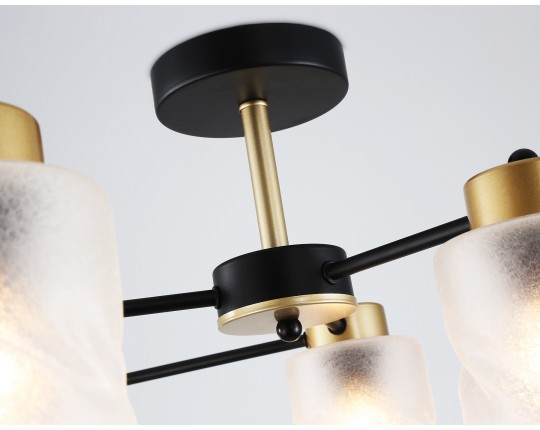  Люстра на штанге со стеклянными плафонами TR303325/6 BK/GD черный/золото E27/6 max 60W D680*270