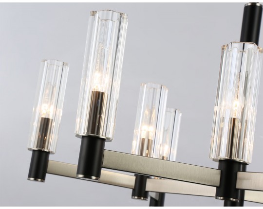  Люстра на штанге LH55503/9 SN/BK/CL сатин никель/черный/прозрачный E14*9 max 40W D760*760