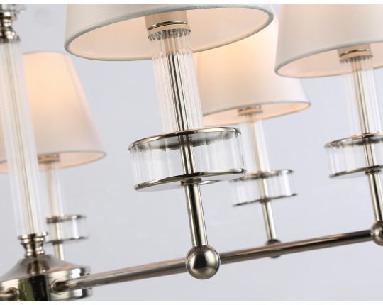  Подвесная люстра с абажурами и хрусталем LH71003/7 BN/WH никель/белый E14*7 max 40W D820*1130