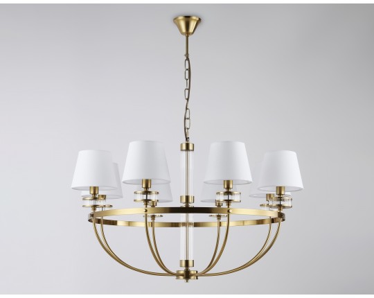  Подвесная люстра с абажурами LH71253/8 BS/WH латунь/белый E14/8 max 40W D870*990