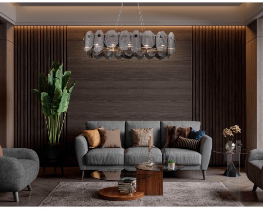  Подвесной светильник LH31205/12 SN/SM сатин никель/дымчатый E14*12 max 40W 1000*340*270