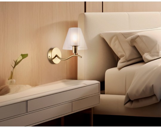  Настенный светильник LH57095 BS/FR латунь/белый матовый E14 max 40W 230*140*200