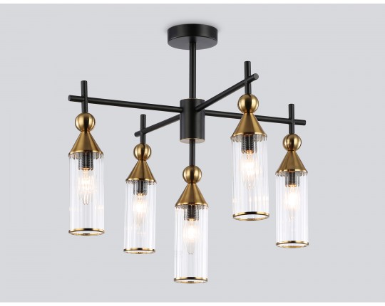  Люстра на штанге LH55256/5 BK/BS/CL черный/латунь/прозрачный E14*5 max 40W D520*520