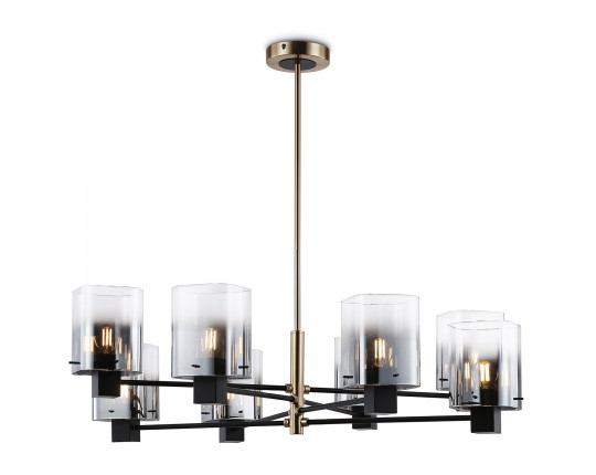  Подвесная люстра LH57043/8 BK/DBS/SM черный/темная латунь/дымчатый E14/8 max 40W D830*710