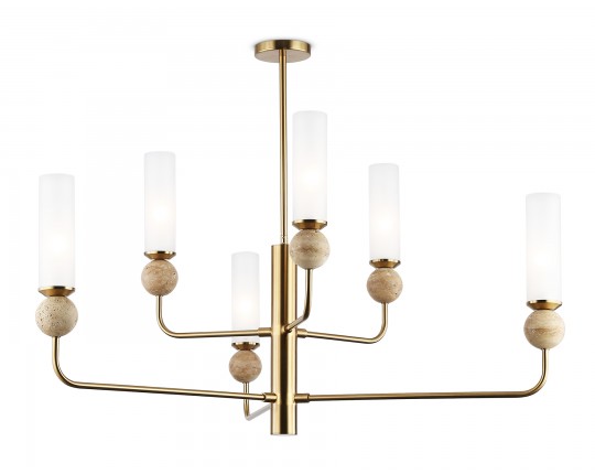  Люстра на штанге с мрамором LH53251/6 BS/FR латунь/белый матовый E14*6 max 40W D1050*1445