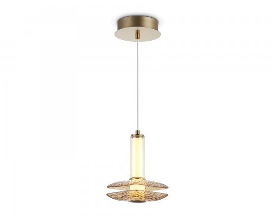  Подвесной светодиодный светильник LH31001 BS/TI латунь/янтарь 10W 3000K 150*150*240