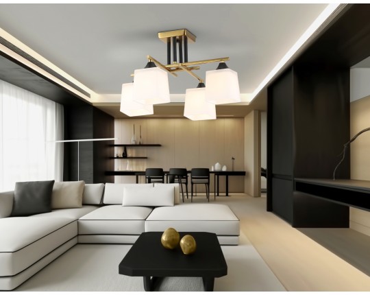  Люстра на штанге со стеклянными плафонами TR303042/4 CP медь E27/4 max 60W 420*420*260