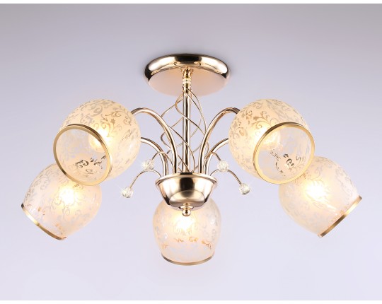  Подвесная люстра TR3189/5 GD/CL/FR золото/прозрачный/белый матовый E27/5 max 40W D600*285