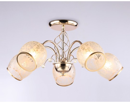  Подвесная люстра TR3189/5 GD/CL/FR золото/прозрачный/белый матовый E27/5 max 40W D600*285