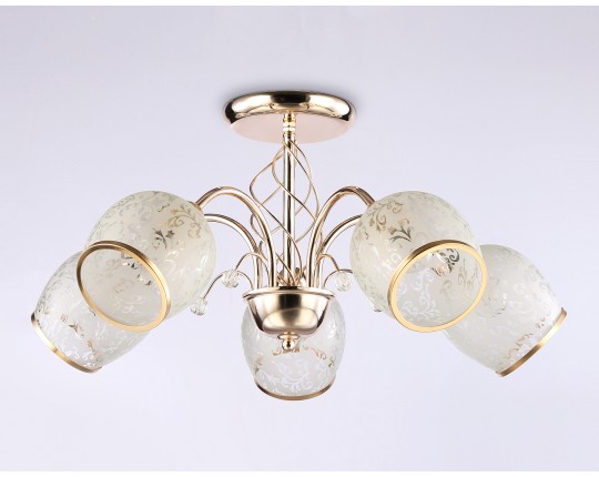  Подвесная люстра TR3189/5 GD/CL/FR золото/прозрачный/белый матовый E27/5 max 40W D600*285