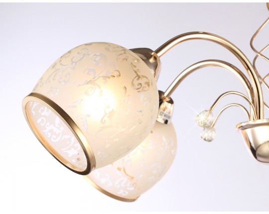  Подвесная люстра TR3189/5 GD/CL/FR золото/прозрачный/белый матовый E27/5 max 40W D600*285