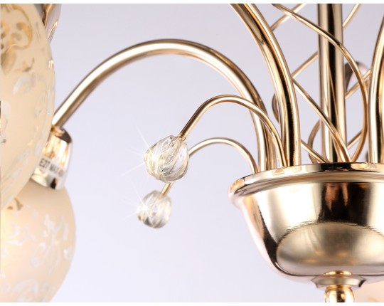  Подвесная люстра TR3189/5 GD/CL/FR золото/прозрачный/белый матовый E27/5 max 40W D600*285