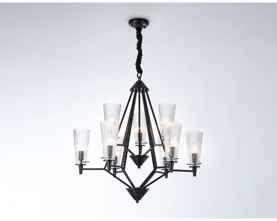  Подвесная люстра со сменной лампой TR3238/6+3 BK черный E14/9 max 40W D730*720