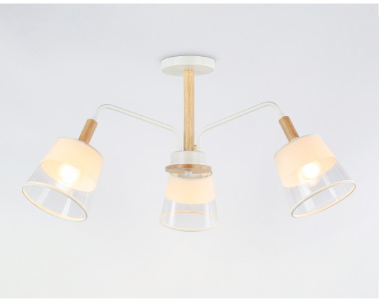  Подвесной светильник со сменной лампой TR4737/3 WH/LW белый/светлое дерево E27/3 max 40W D760*350