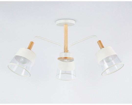  Подвесной светильник со сменной лампой TR4737/3 WH/LW белый/светлое дерево E27/3 max 40W D760*350