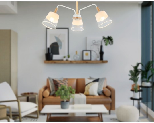  Подвесной светильник со сменной лампой TR4737/3 WH/LW белый/светлое дерево E27/3 max 40W D760*350