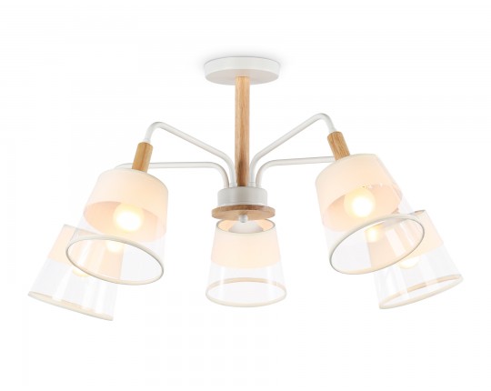  Подвесной светильник со сменной лампой TR4738/5 WH/LW белый/светлое дерево E27/5 max 40W D760*350