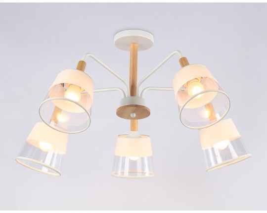 Подвесной светильник со сменной лампой TR4738/5 WH/LW белый/светлое дерево E27/5 max 40W D760*350