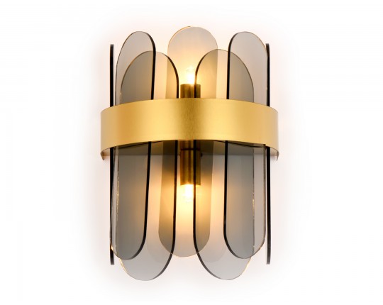  Настенный светильник с хрусталем TR5348/2 GD/SM золото/дымчатый G9/2 max 40W 270*200*140