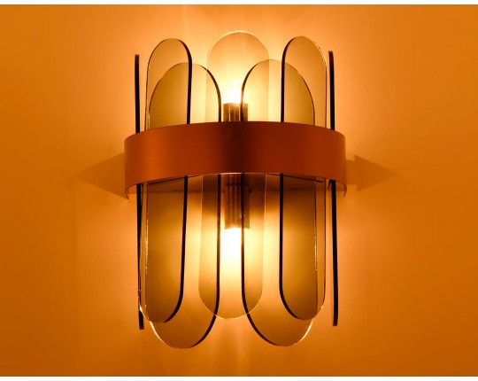  Настенный светильник с хрусталем TR5348/2 GD/SM золото/дымчатый G9/2 max 40W 270*200*140