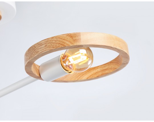  Подвесной светильник со сменной лампой TR8243/2 WH/LWD белый/светлое дерево E27/2 max 40W 590*165*220