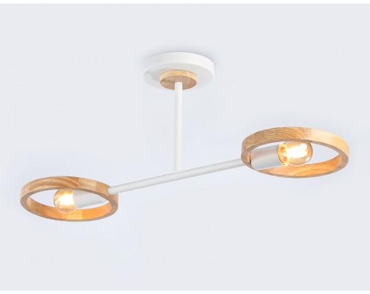  Подвесной светильник со сменной лампой TR8243/2 WH/LWD белый/светлое дерево E27/2 max 40W 590*165*220