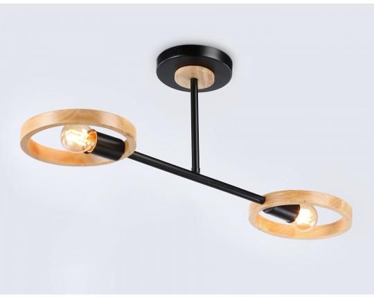  Подвесной светильник со сменной лампой TR8244/2 BK/LWD черный/светлое дерево E27/2 max 40W 590*165*220