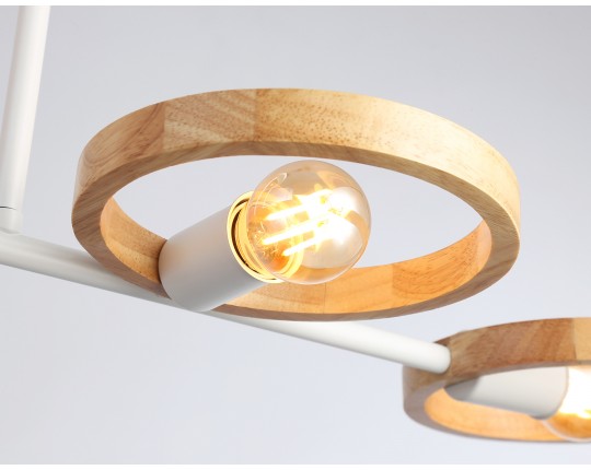  Подвесной светильник со сменной лампой TR8247/4 WH/LWD белый/светлое дерево E27/4 max 40W 840*360*220